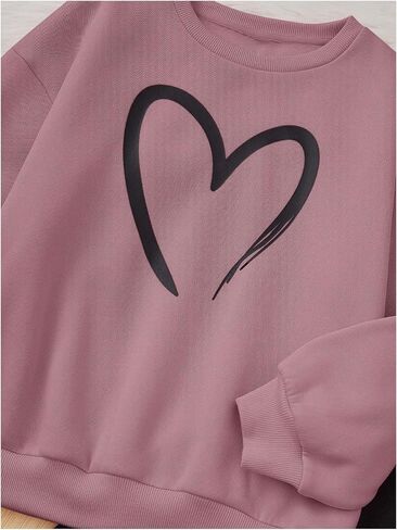 OYOANGLE Girl's Sweatsuit Set 2 Piece Heart Print Long Sleeve Sweatshirts and Joggers Sweatpants Tracksuit in Saudi Arabia