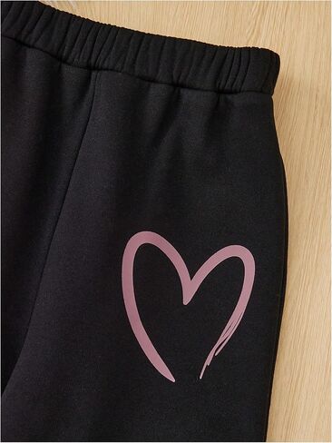 OYOANGLE Girl's Sweatsuit Set 2 Piece Heart Print Long Sleeve Sweatshirts and Joggers Sweatpants Tracksuit in Saudi Arabia