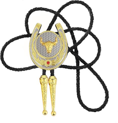 Bolo Tie for Men Rodeo Cowboy Leather Necktie Western Vintage Necklace Braided Rope Cord Pendant Costume Accessories in Saudi Arabia