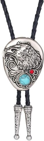 Bolo Tie for Men Rodeo Cowboy Leather Necktie Western Vintage Necklace Braided Rope Cord Pendant Costume Accessories in Saudi Arabia