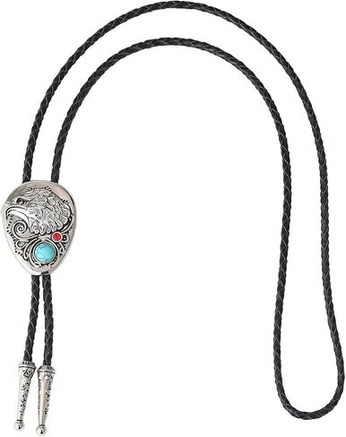 Bolo Tie for Men Rodeo Cowboy Leather Necktie Western Vintage Necklace Braided Rope Cord Pendant Costume Accessories in Saudi Arabia