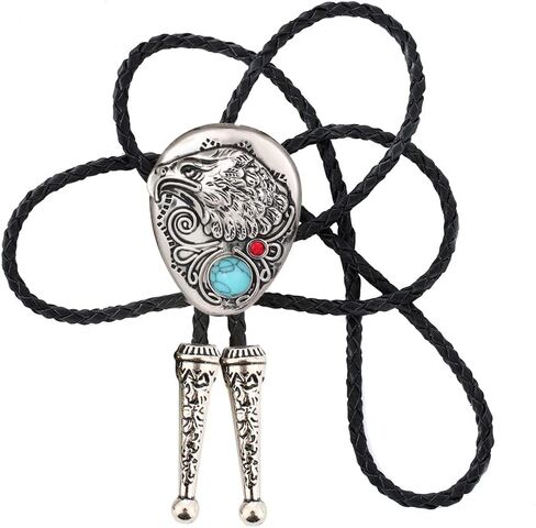 Bolo Tie for Men Rodeo Cowboy Leather Necktie Western Vintage Necklace Braided Rope Cord Pendant Costume Accessories in Saudi Arabia