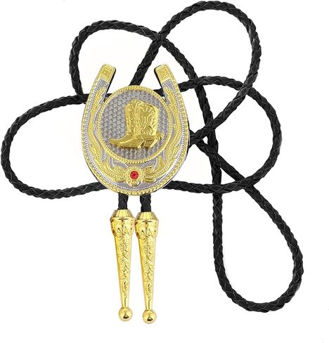 Bolo Tie for Men Rodeo Cowboy Leather Necktie Western Vintage Necklace Braided Rope Cord Pendant Costume Accessories in Saudi Arabia