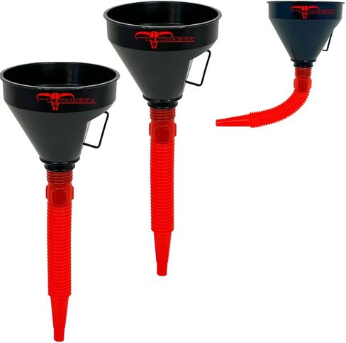 Pit Posse PP3367 Automotive Funnel Oil Change Large Wide Mouth Flex Flexible Spout Extension Funnel with Handle and Strainer, for Engine Oil, Liquid, Diesel, Kerosene, Gasoline, Coolant- Pack of 2 in Kuwait