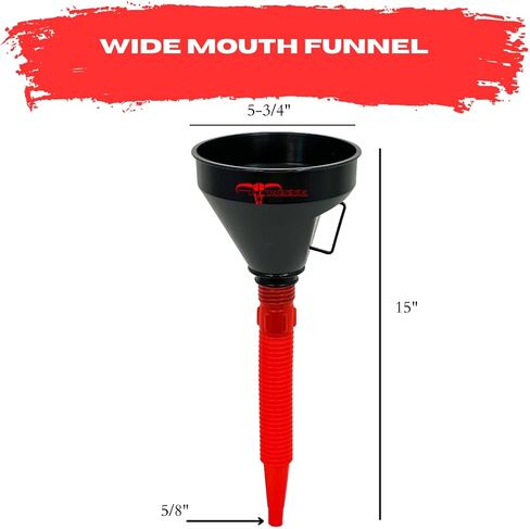 Pit Posse PP3367 Automotive Funnel Oil Change Large Wide Mouth Flex Flexible Spout Extension Funnel with Handle and Strainer, for Engine Oil, Liquid, Diesel, Kerosene, Gasoline, Coolant- Pack of 2 in Kuwait