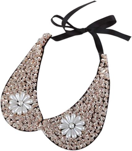Psivika Sequins Beaded Rhinestones Fake Collar Detachable Faux Collar in Kuwait