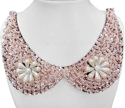 Psivika Sequins Beaded Rhinestones Fake Collar Detachable Faux Collar in Kuwait