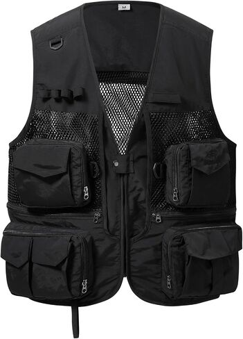 BASSDASH Men's Women's Utility Fishing Cargo Vest Outdoor Safari Photography Work Vest with Multi Pockets Mesh Back FV14 in Kuwait