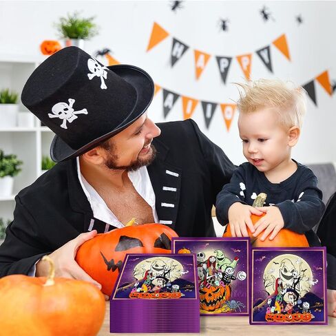 ديكورات حفلات الهالوين، مناديل كابوس الهالوين، عيد ميلاد سعيد، منديل ورقي للهالوين، شبح عنكبوت، يقطين، كابوس، ديكورات حفلات الهالوين للأطفال، 40 قطعة in Saudi Arabia