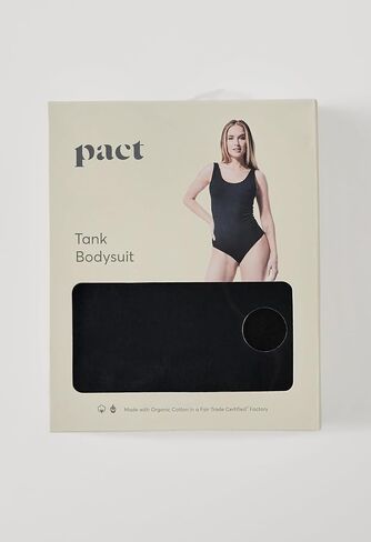 Pact Organic Cotton Womens Snap Crotch Scoop Neck Bodysuit, Sleeveless Stretch Fitted Tank Top Black Body Suit for Women in Kuwait