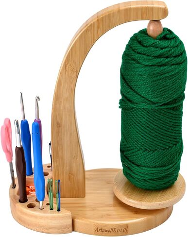 ULOI Crochet Yarn Holder - Upgrade with Crochet Accessories Storage Attachment, Magnetic Wooden Yarn Storage for Knitting Accessories, Perfect for Crocheting and Knitting Projects, Mahogany Finish in Saudi Arabia