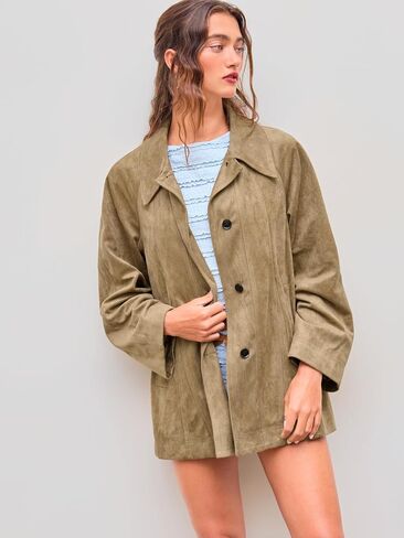 CIDER Suede Collar Soild Pocket Jacket in Saudi Arabia