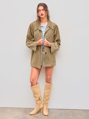 CIDER Suede Collar Soild Pocket Jacket in Saudi Arabia