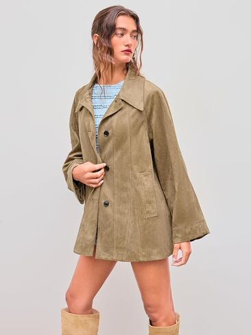 CIDER Suede Collar Soild Pocket Jacket in Saudi Arabia