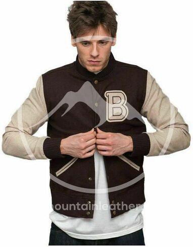 Hotline Miami Jacket Bomber Varsity Brown Racing Wool Letterman B Patch Jacket in Saudi Arabia