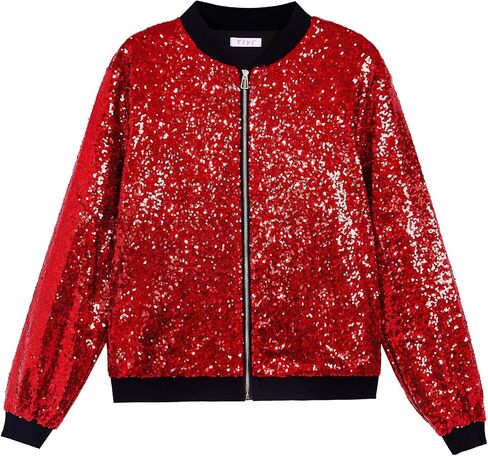 YIYI Sequin Mens Jacket Bomber Sparkly Varsity Glitter Jacket Lightweight Party Outwear Coat Birthday Holiday Clothes in Saudi Arabia