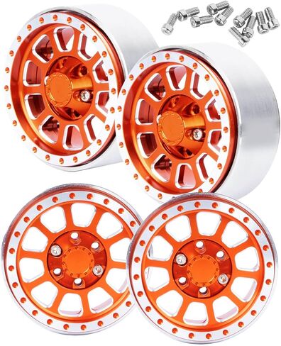 إطارات عجلة ألومنيوم 1.9 Beadlock شديدة التحمل لـ 1/10 Axia1 SCX10 SCX10 II 90046 SCX10 III TRX4 D90. حافة عجلة Aolly 1.9 بوصة حافة محور عجلة Beadlock (4 قطع برتقالية) in Saudi Arabia