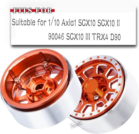 إطارات عجلة ألومنيوم 1.9 Beadlock شديدة التحمل لـ 1/10 Axia1 SCX10 SCX10 II 90046 SCX10 III TRX4 D90. حافة عجلة Aolly 1.9 بوصة حافة محور عجلة Beadlock (4 قطع برتقالية) in Saudi Arabia