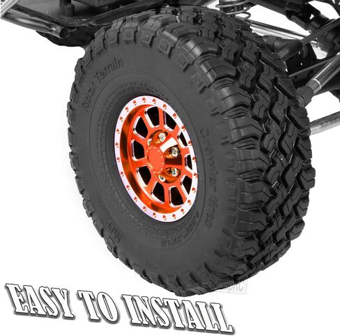 إطارات عجلة ألومنيوم 1.9 Beadlock شديدة التحمل لـ 1/10 Axia1 SCX10 SCX10 II 90046 SCX10 III TRX4 D90. حافة عجلة Aolly 1.9 بوصة حافة محور عجلة Beadlock (4 قطع برتقالية) in Saudi Arabia
