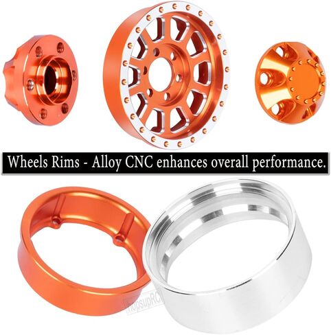 إطارات عجلة ألومنيوم 1.9 Beadlock شديدة التحمل لـ 1/10 Axia1 SCX10 SCX10 II 90046 SCX10 III TRX4 D90. حافة عجلة Aolly 1.9 بوصة حافة محور عجلة Beadlock (4 قطع برتقالية) in Saudi Arabia