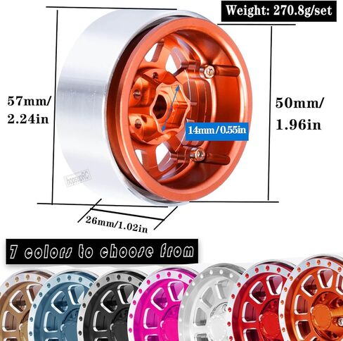 إطارات عجلة ألومنيوم 1.9 Beadlock شديدة التحمل لـ 1/10 Axia1 SCX10 SCX10 II 90046 SCX10 III TRX4 D90. حافة عجلة Aolly 1.9 بوصة حافة محور عجلة Beadlock (4 قطع برتقالية) in Saudi Arabia