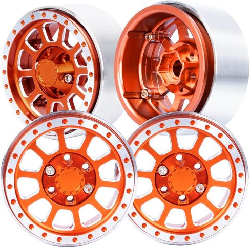 إطارات عجلة ألومنيوم 1.9 Beadlock شديدة التحمل لـ 1/10 Axia1 SCX10 SCX10 II 90046 SCX10 III TRX4 D90. حافة عجلة Aolly 1.9 بوصة حافة محور عجلة Beadlock (4 قطع برتقالية) in Saudi Arabia