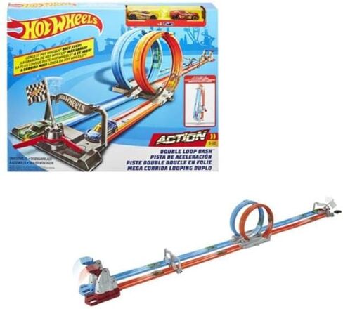 Hot Wheels Double Loop Dash Drag Racing with 2 Vehicles Playset in Saudi Arabia