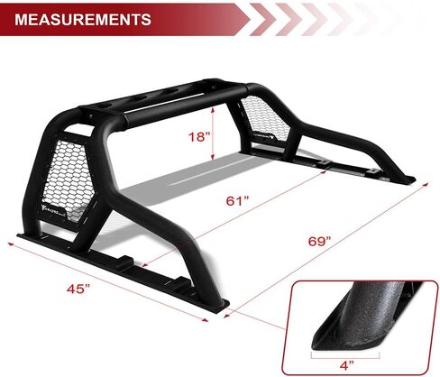 ARMORDILLO CR1 Roll Bar Chase Rack for 1/2 Ton Full Size Truck|LED Light Mounts|04-24 F150 F-150|07-18 Silverado Sierra 1500|07-24 Tundra|04-24 Titan|19-24 Ram 1500|8729618 Chase Bar - Textured Black in Saudi Arabia
