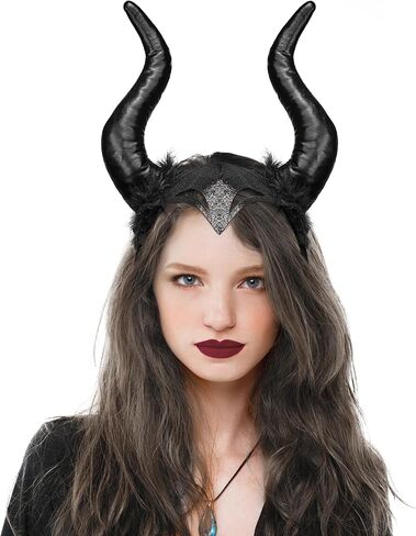 Spooktacular Creations Halloween Devil Horns Headband، Black Devil Ram Horns Headgear، Demon Dragon Horns أغطية الرأس للأطفال البالغين الهالوين الشيطان الشيطان زي الحفلات التنكرية الملحقات in Saudi Arabia