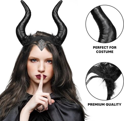 Spooktacular Creations Halloween Devil Horns Headband، Black Devil Ram Horns Headgear، Demon Dragon Horns أغطية الرأس للأطفال البالغين الهالوين الشيطان الشيطان زي الحفلات التنكرية الملحقات in Saudi Arabia