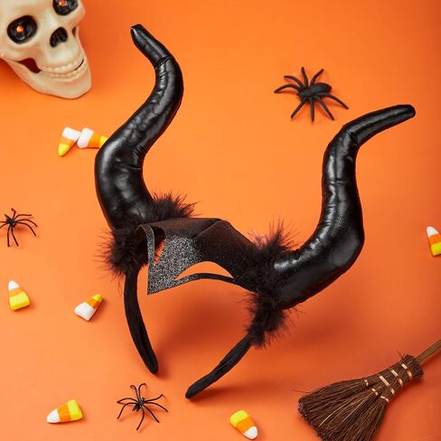 Spooktacular Creations Halloween Devil Horns Headband، Black Devil Ram Horns Headgear، Demon Dragon Horns أغطية الرأس للأطفال البالغين الهالوين الشيطان الشيطان زي الحفلات التنكرية الملحقات in Saudi Arabia