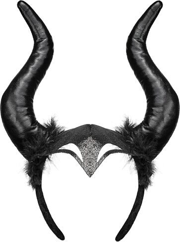 Spooktacular Creations Halloween Devil Horns Headband، Black Devil Ram Horns Headgear، Demon Dragon Horns أغطية الرأس للأطفال البالغين الهالوين الشيطان الشيطان زي الحفلات التنكرية الملحقات in Saudi Arabia