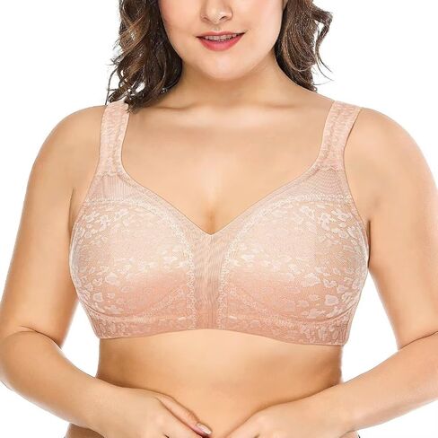 Deyllo Women's Full Coverage Plus Size Comfort Minimizer Bra Wirefree Non Padded in Saudi Arabia