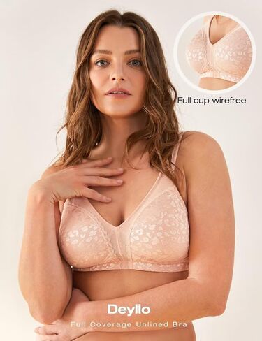 Deyllo Women's Full Coverage Plus Size Comfort Minimizer Bra Wirefree Non Padded in Saudi Arabia