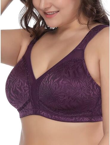 Deyllo Women's Full Coverage Plus Size Comfort Minimizer Bra Wirefree Non Padded in Saudi Arabia