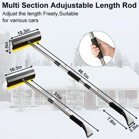 46.5" Car Ice Scraper and Snow Brush with Foam Grip,3-in-1 Ice Scrapers for Car Windshield, Effortless Winter Vehicle Maintenance Extension for Cars, Trucks, and SUVs in Saudi Arabia