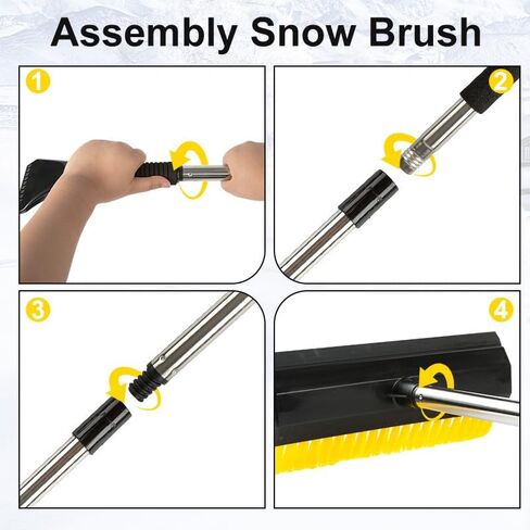 46.5" Car Ice Scraper and Snow Brush with Foam Grip,3-in-1 Ice Scrapers for Car Windshield, Effortless Winter Vehicle Maintenance Extension for Cars, Trucks, and SUVs in Saudi Arabia