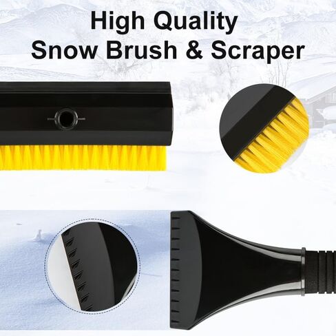 46.5" Car Ice Scraper and Snow Brush with Foam Grip,3-in-1 Ice Scrapers for Car Windshield, Effortless Winter Vehicle Maintenance Extension for Cars, Trucks, and SUVs in Saudi Arabia