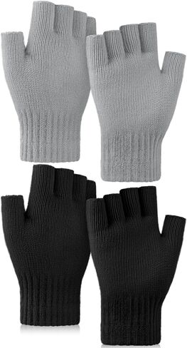 Glooarm 2 Pairs Fingerless Gloves for Women Men Winter Thick Caremere Warm Knit Gloves Stretchy Unisex Adults Gloves in Saudi Arabia