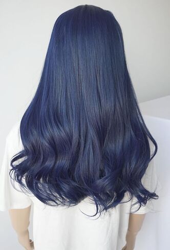 Blue curly costume girl dark blue curly wig heat resistant fiber Evie costume wig Girl for Halloween party (small size)) in Kuwait