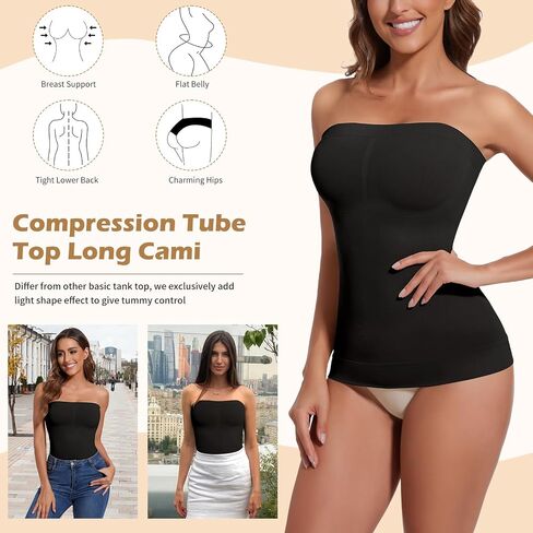 JOYSHAPER Strapless Shapewear Tank Top for Women Tummy Control Shapewear Camisole Compression Tube Top Long Bandeau Shaper in Saudi Arabia