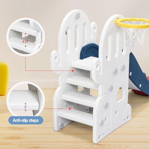 7 in 1 Toddler Slide and Swing Set, Freestanding Kids Slide Climber Playset with Adjustable Swing, Basketball Hoop, Soccer, Golf, Ring Toss Game, Baby Indoor Outdoor Playground in Saudi Arabia