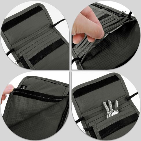 RFID Blocking Travel Neck Wallet, Waterproof Passport Holder for Travel, Portable Neck Pouch Organizer for Women Men(Grey) in Saudi Arabia