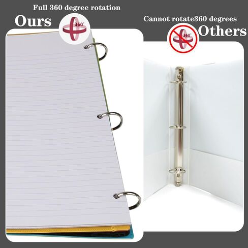 Pivotable Refillable Notebook, Notebook with Dividers and Tabs, 30 College Ruled Paper and 30 Graph Paper, 1 Movable Pocket, 5 Plastic Tabbed Subject Dividers, 200 Sheets Capacity- Black in Saudi Arabia