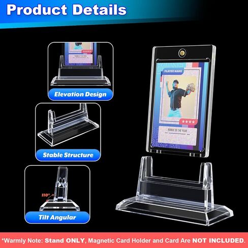 Cosmos 6 Pack Magnetic Card Holder Base Baseball Card Display Stand Trading Card Stand Hard Card Case Protector Base for Displaying Standard Sports Cards, Basketball Cards, Football Cards (Only Base) in Saudi Arabia