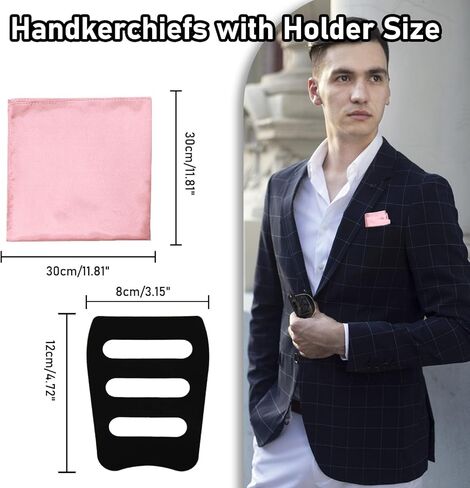 Pocket Squares for Men, 11.81'' Mens Womens Handkerchiefs with Pocket Square Holder for Suits Wedding Party Business in Kuwait