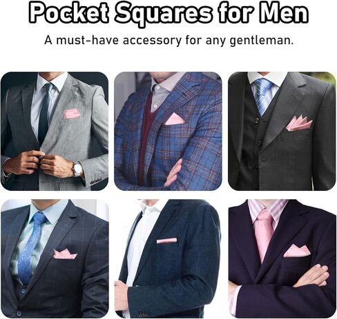 Pocket Squares for Men, 11.81'' Mens Womens Handkerchiefs with Pocket Square Holder for Suits Wedding Party Business in Kuwait