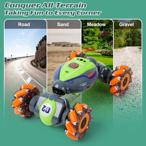 Gesture Sensing RC Stunt Car - Boys Toys Age 6-8-12, 4WD Hand Controlled Remote Control Twist Car with Light & Music, Cool Birthday Presents and Ideas Gifts for Kids Age 7 9 10 11 12 Years Old in Kuwait