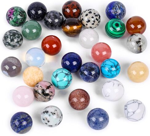 MCPINKY 30PCS Natural Minerals Stones and Marbles, Colorful Natural Raw Stones Bulk for Healing, Meditation, Wicca Reiki, Handmade, Kids Game and Home Decor in Kuwait