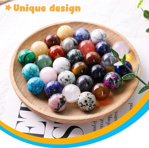 MCPINKY 30PCS Natural Minerals Stones and Marbles, Colorful Natural Raw Stones Bulk for Healing, Meditation, Wicca Reiki, Handmade, Kids Game and Home Decor in Kuwait